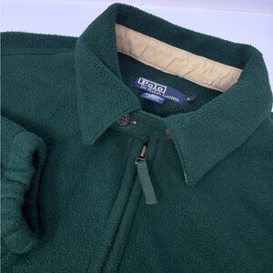 Vintage Polo Ralph Lauren Polartec Fleece Sweater Green Full Zip Men's Sz L A0
